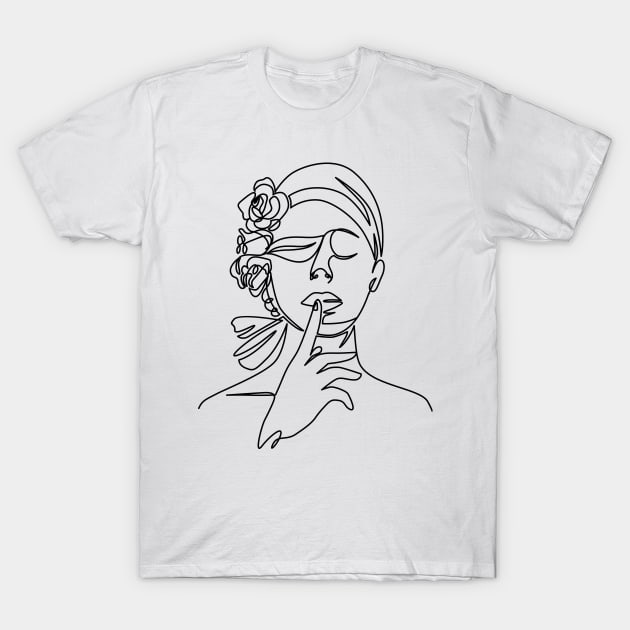 Woman Line Art T-Shirt by pmuirart